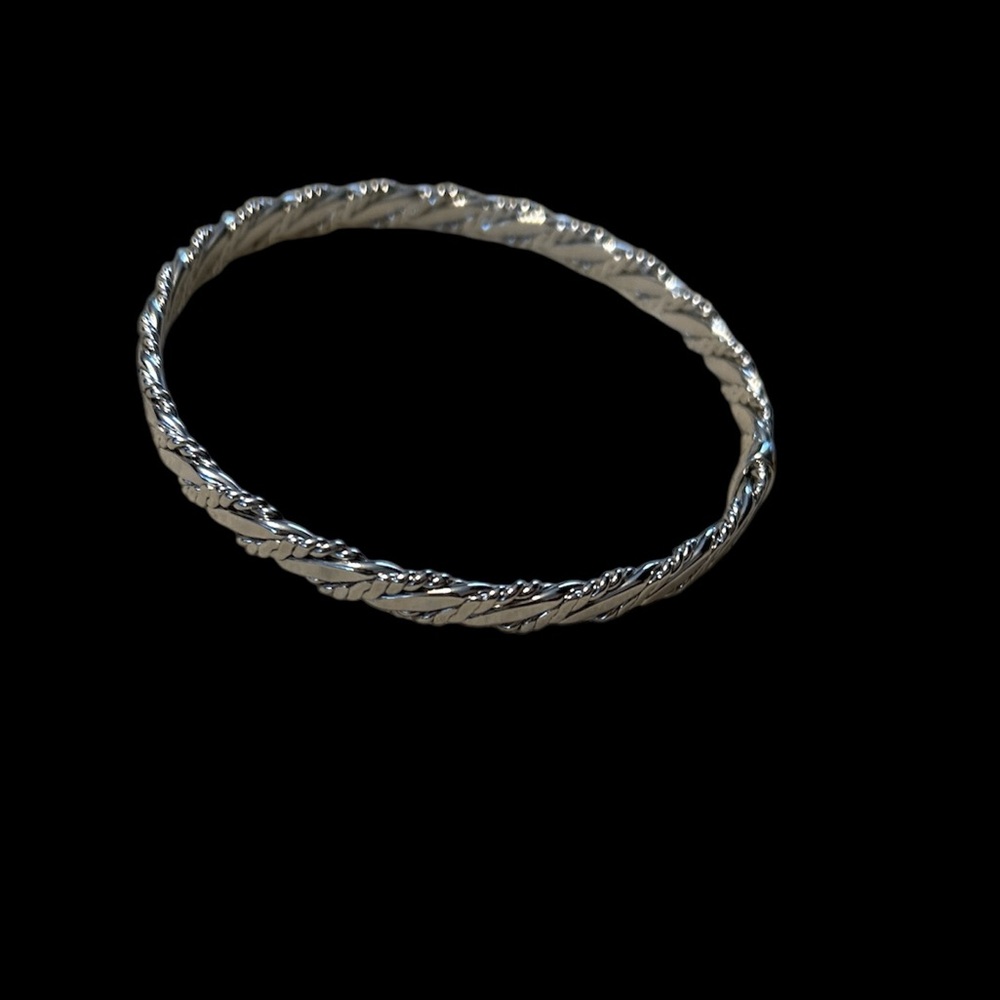 Silver Twisted Bangle Bracelet - image 1